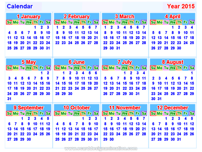 calendar 2015