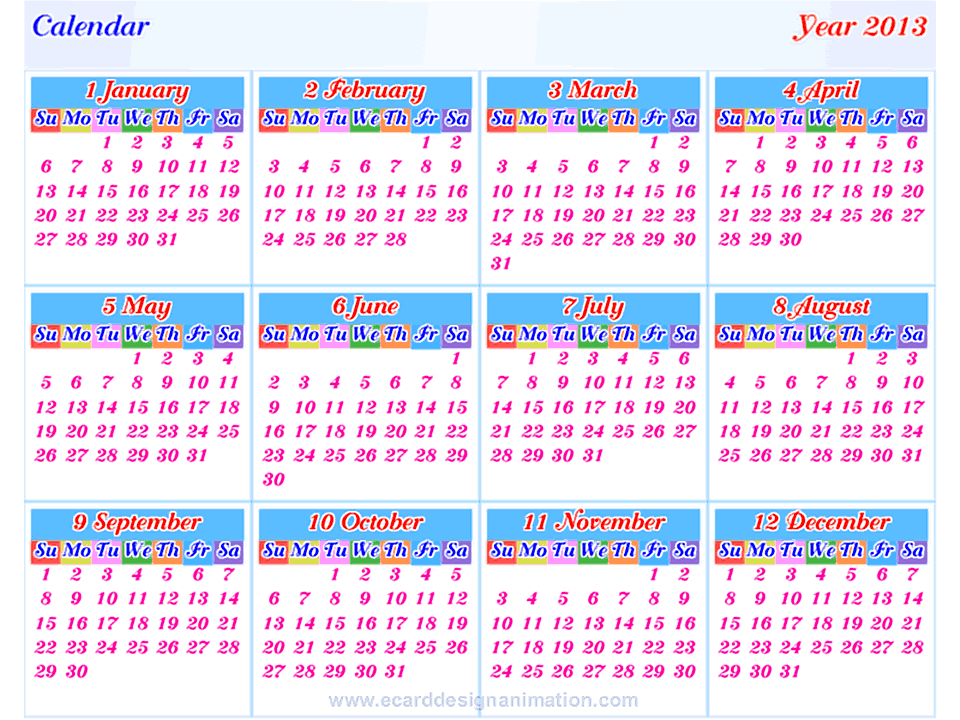 calendar 2013