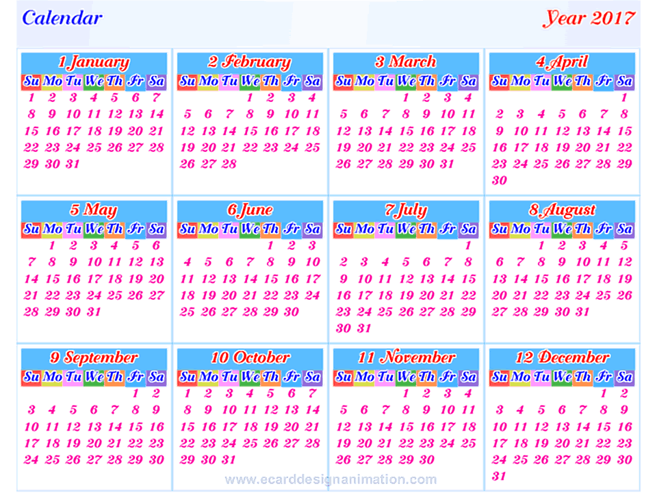 calendar 2017