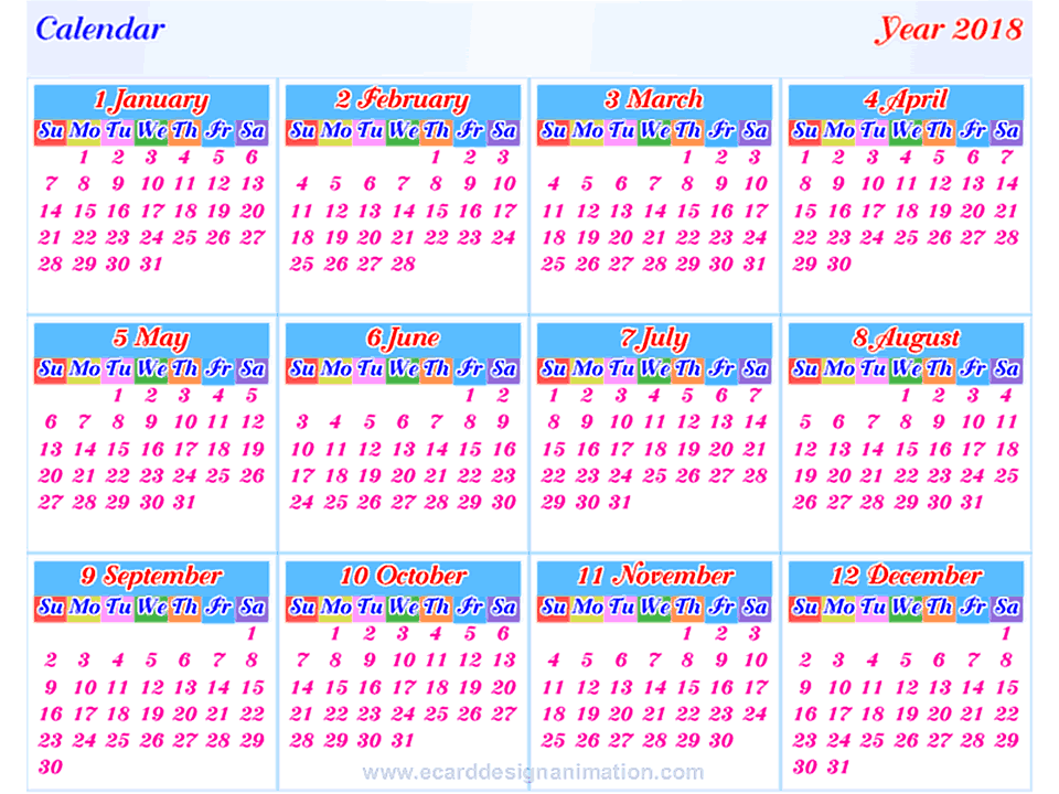 calendar 2018