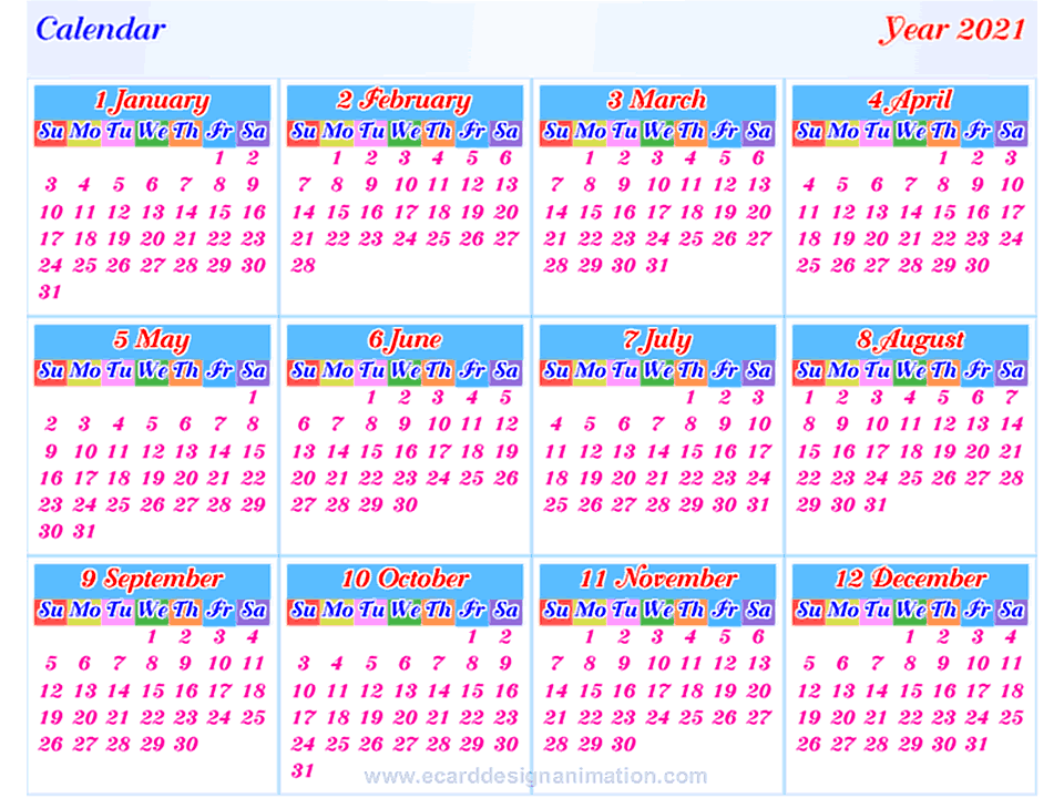 calendar 2021