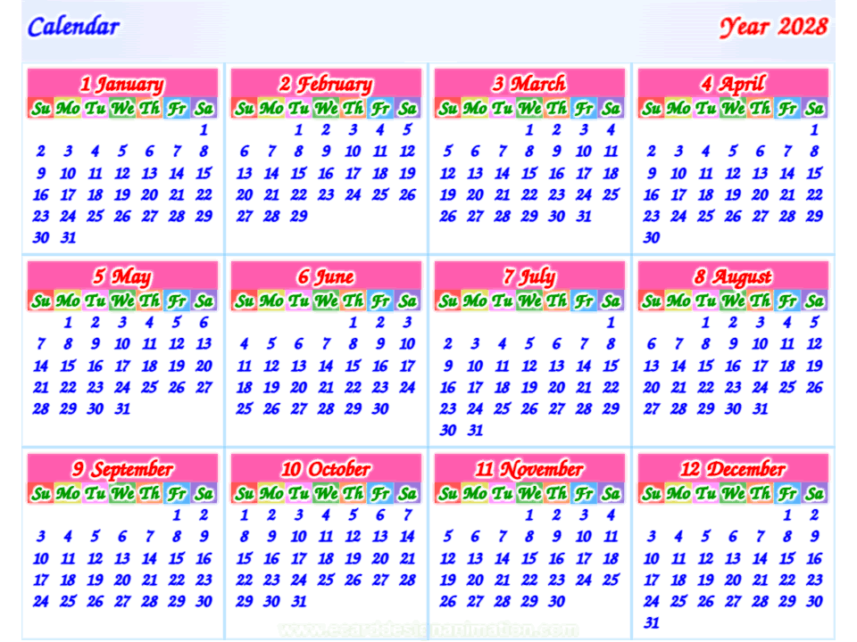 calendar 2028