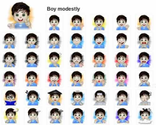 Line Sticker Boy modestly 